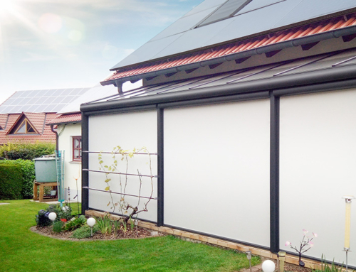 Terrassenüberdachung mit festverglasten Seitenteilen