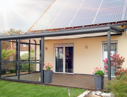 Terrassenüberdachung teils festverglast