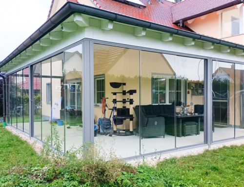 Verglasung einer Terrasse mit Schiebeanlagen